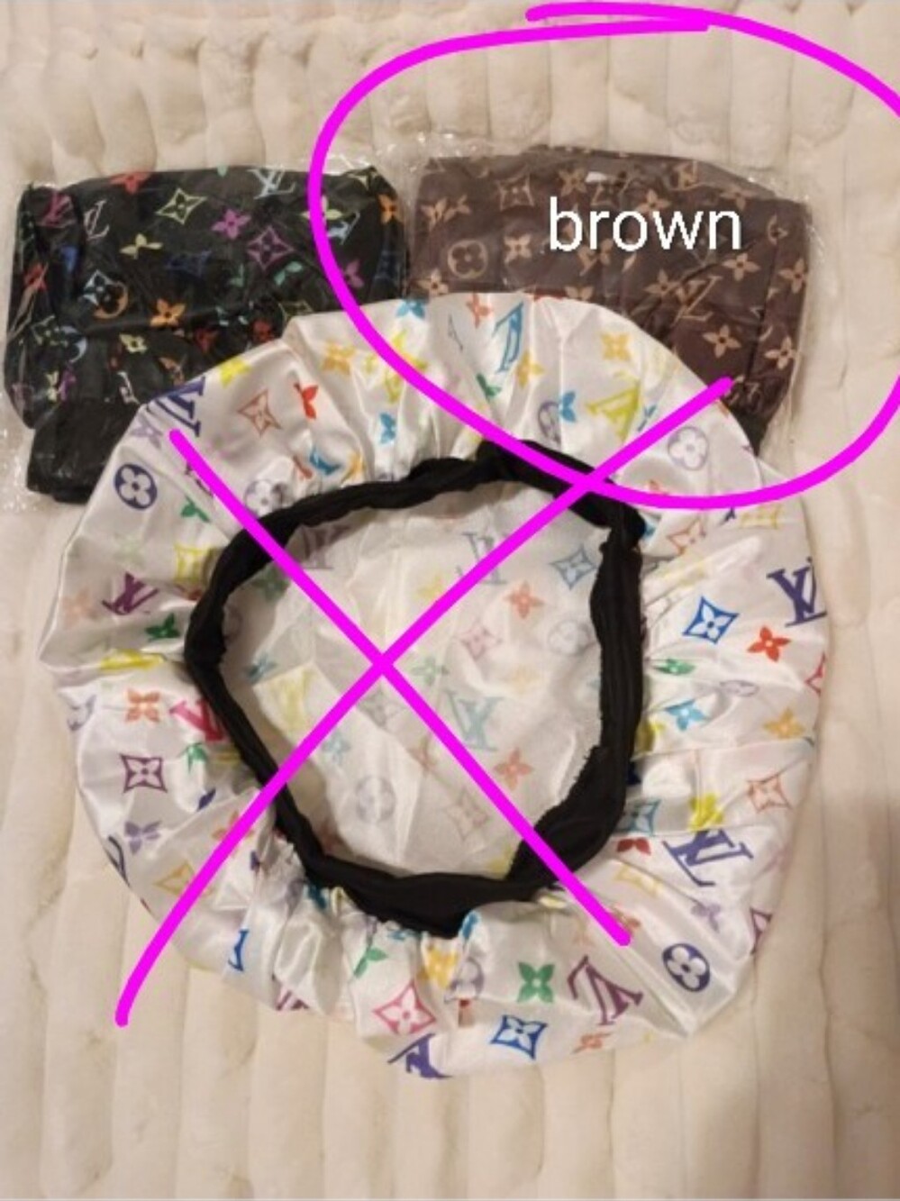 Brown Monogram Satin Sleep Bonnet
